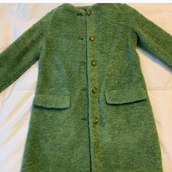 Zara green teddy shearling coat - Picture 5 of 7